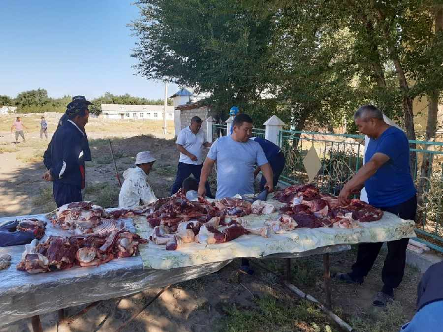 Түркістандық азамат ірі қара мал сойып, етін мұқтаждарға таратып берді